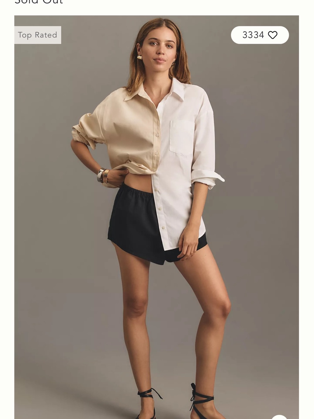 Anthropology Maeve Bennet Two-Tone Button Shirt — Cream & White